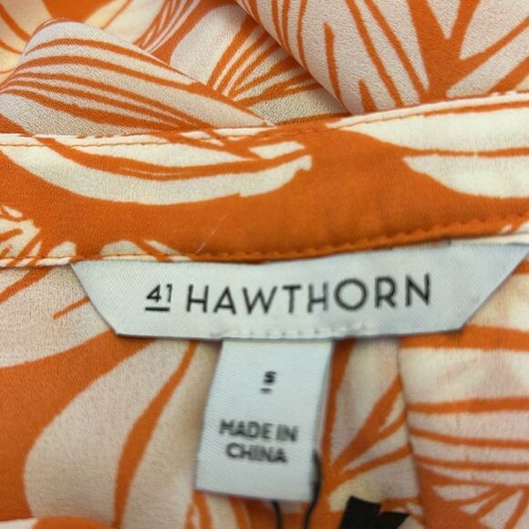 41 Hawthorn orange white leaf pattern sleeveless blouse Size S New - Picture 8 of 10